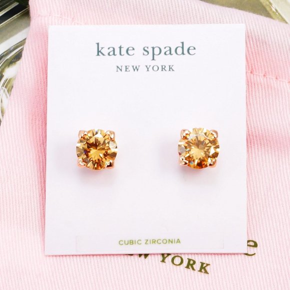Kate Spade Colorado Topaz CZ Heart Prong Earrings